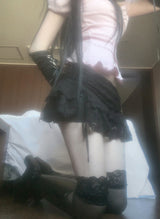 Reina Frill Laced Skirt (Black)