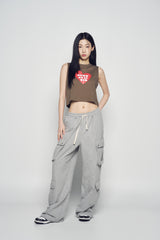 25SS UGLY HEART CROP SLEEVELESS ASH COCOA