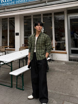 Enter checkered cropped shirt
