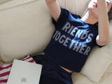  Friends Together Patchwork T Shirt - Navy (Fit Type)