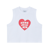 25SS UGLY HEART CROP SLEEVELESS WHITE