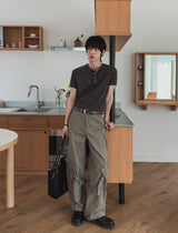 リブショールパッチヘンリーネック半袖Tシャツ