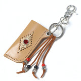 turquoise leather cord beads necklace & lighter case brown