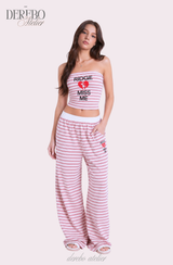 Love Me Stripe Tube Top Sweatpants Set (SET)
