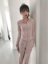 [♡MADE♡] パピーベロアバックアイレットスリムフードジップアップ