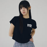 ITZ ミニロゴクロップTシャツ　ブラック