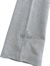 JACQUARD STRIPE TOTEM PRINT CUFF HOLLOW EMBROIDERY RAW-EDGE BASE LAYER LONG SLEEVE