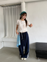 pintuck wide track pants 