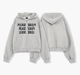 2-way Crop Fit Typo Hooded Zip-up Gray