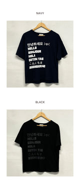 ボンジュハイレターセミクロップベーシックフィットショートスリーブTシャツ5カラー