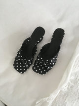 Dot Chrome Heel Mules