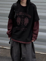 ガーゴイルカラーブロックレイヤードロングスリーブTシャツ