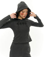 Patch Slim Hoodie _ Dark Grey