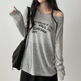 Alling lettering shoulder long sleeve tee