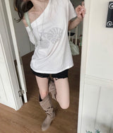 [ reels item ] sol beach silver-parts over one-shoulder top