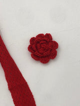Red Rose pin + knit scarf