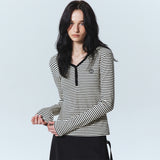 HOODY MINIMALISM STRIPE SLIM TOP_GRAY