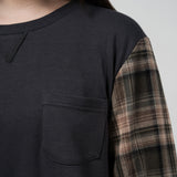 1/2 BLEND PATCH SWEATSHIRTS (CHARCOAL/BROWN)