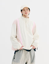 COMFORTABLE PULLOVER SNAP JACKET IVORY/PINK