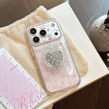 ピンク チェック ストロベリー ミラー マグネティック iPhone ケース