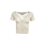 Bella Dot Lace Crop Tee Set
