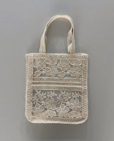 Rosé Flower Transparent Knit Linen Rattan Shoulder Bag Travel Bag 1 Color