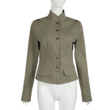 Ami khaki pocket stand long-sleeved shirt