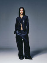 EYELET KNOT SHIRTS (BLACK)