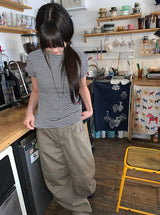 ユリモストライプボートネックショートスリーブT