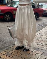 Lace Capri Balloon Wide Pants