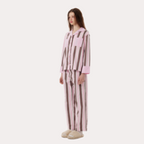 Pink Contrast Stripe Pajama Set