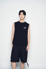 25SS SCRIPT LOGO OUTLINE SLEEVELESS BLACK