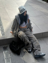 [UNISEX] Vintage Washing Cargo Wide Pants