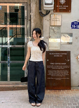 Non-Fade Stitch Wide Denim Pants (2color)