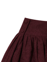 ボタン パンプキン ミディ スカート(BURGUNDY)