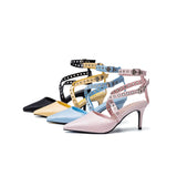 Satin Strap Stiletto Heel(Pink)