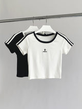 スポーツクロップラウンドショートスリーブTシャツ