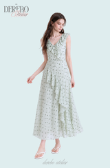 Mint Soufflé Frill Long Dress