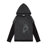 STRIPE LAYERED HOODIE (BLACK) F25ZB024