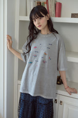 26SS★ ディノステッチ刺繍ピグメント半袖Tシャツ