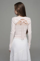 Cotton touch ribbon bolero, Pink