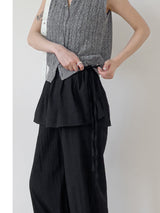 フリル ラップ ナイロン ワイド パンツ
