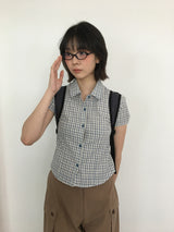 Seersucker キャップスリーブシャツ