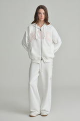NYC hooded zip-up, Ivory
