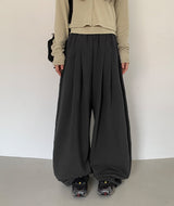 26SS★ [BAONHAUS]ヘディネンピンタックバンディングワイドトレーニングパンツ