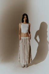 07 ZIP WASHED SKIRT IVORY