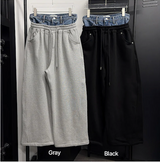 Denim layered sweat pants(2color)