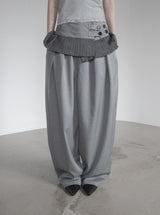 Curved Balloon Pleated Wrap Slacks