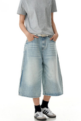 Faded Washed Crop Jeans