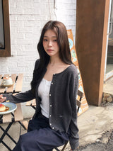 #Mood Cable Lettering Embroidery Round Cardigan (6color)